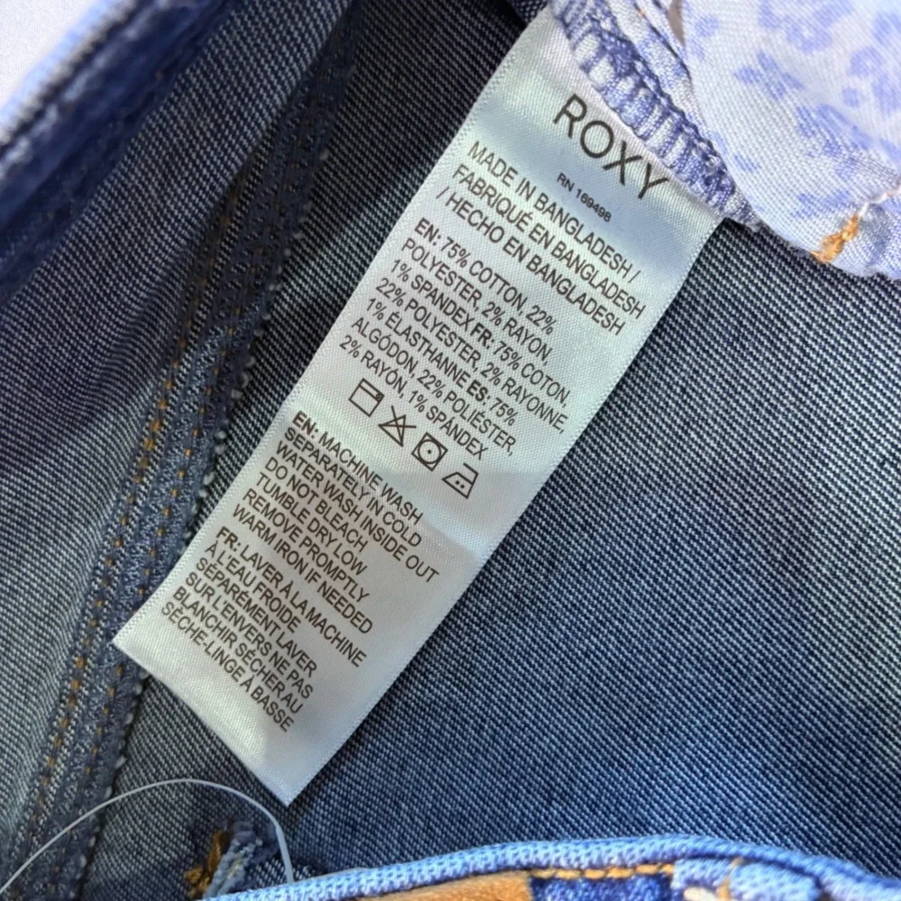 Roxy Women Wide Leg Jeans Medium Wash Raw Hem High Rise Denim Size 5 NWT